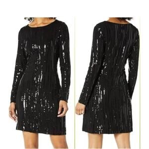 Karen Kane Black Sequin Stretch Knit Sheath Dress size Large